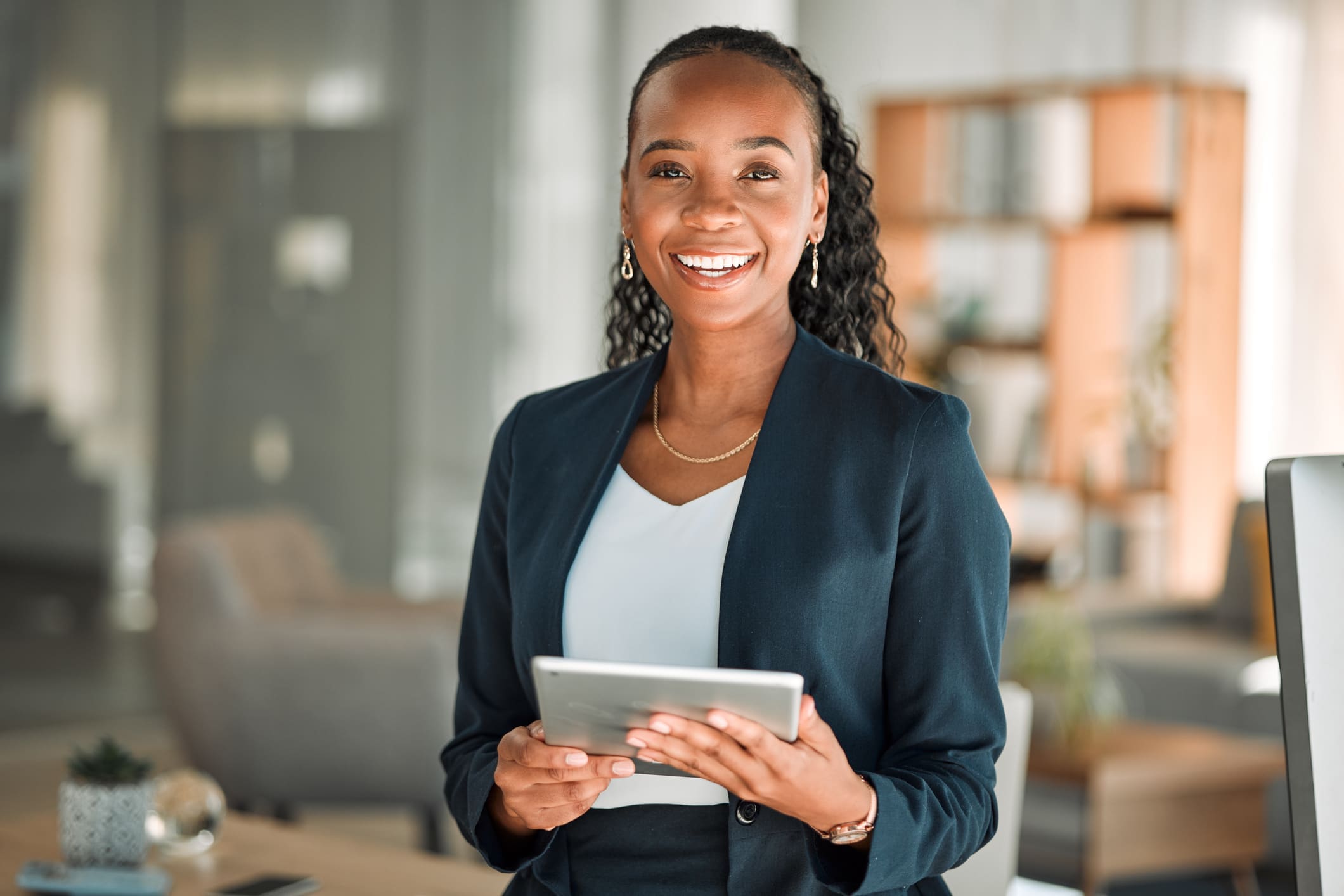 Portrait, Lawyer And Black Woman With Tablet, Smile And Happy In Office Workplace. African Attorney, Technology And Face Of Professional, Female Advocate And Legal Advisor From Nigeria In Law Firm. Portrait, Lawyer And Black Woman With Tablet, Smile And Happy In Office Workplace. African Attorney, Technology And Face Of Professional, Female Advocate And Legal Advisor From Nigeria In Law Firm.